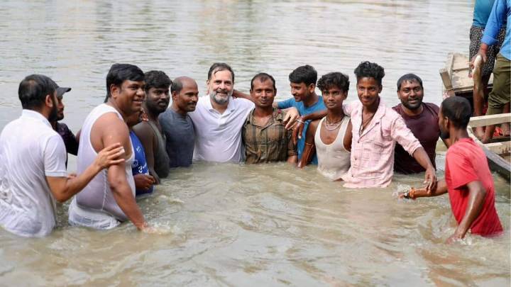 Rahul jumps into muddy pond, interacts with fishermen in poll