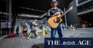Oasis busker Melbourne: Meet Max Robinson, aka The Bass Invader, the street performing winning over thousands of Oasis fans