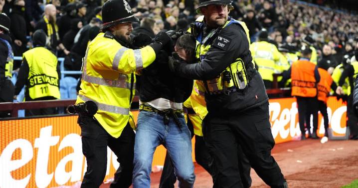 Two away fans arrested after broken seats thrown during Villa Park disorder