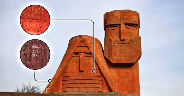 Azerbaiyán vandalizó con discursos de odio el monumento “Somos Nuestras Montañas”, símbolo de la República de Artsaj actualmente ocupada