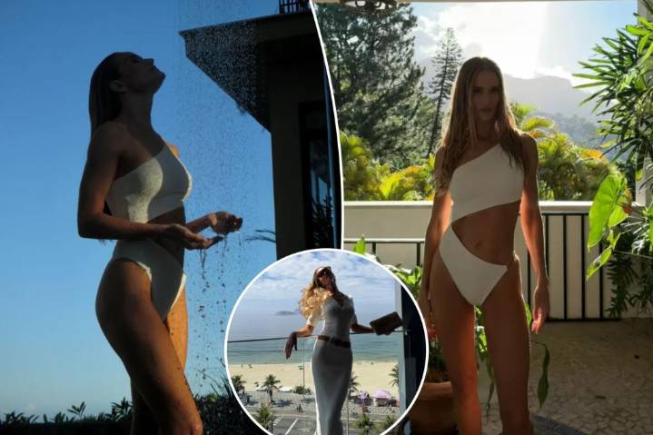 Victorias Secret model Rosie Huntington Whiteley shows off abs in new swimsuit photos