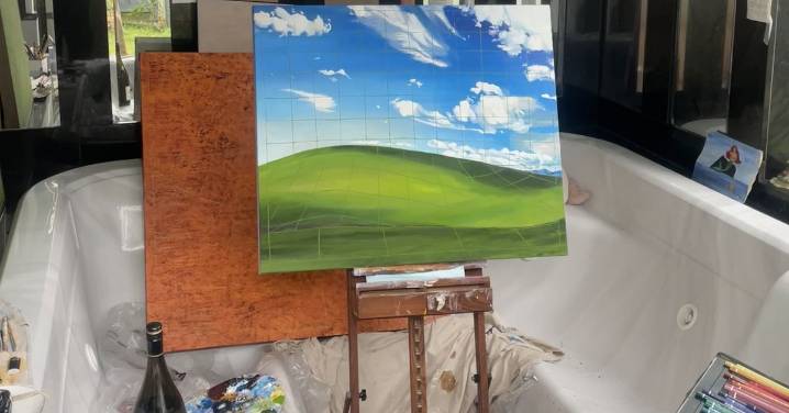 Sydney artist Rachael Egan spent 100 hours on this painting. Someone walked off with it in just minutes in a suspected case of mistaken street bounty