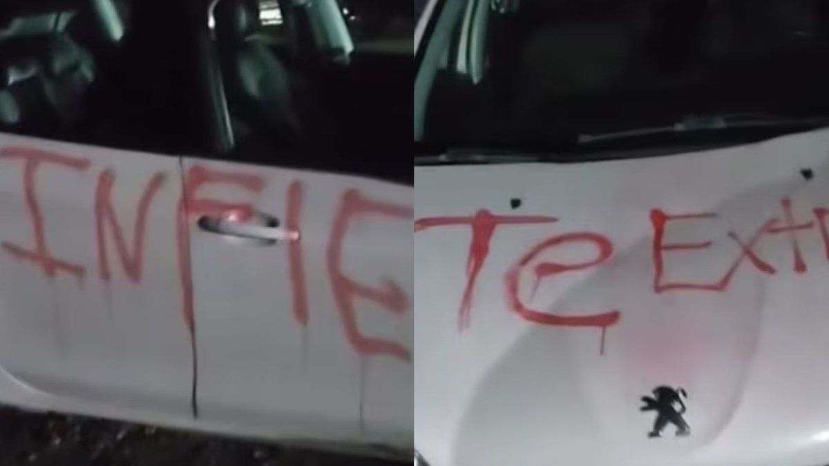 El auto que se volvió viral tras una fiesta de Halloween en San Juan: "Te extraño, infiel"