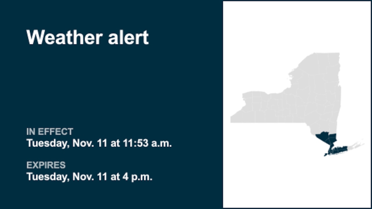 Weather alert in place for New York until early Tuesday evening