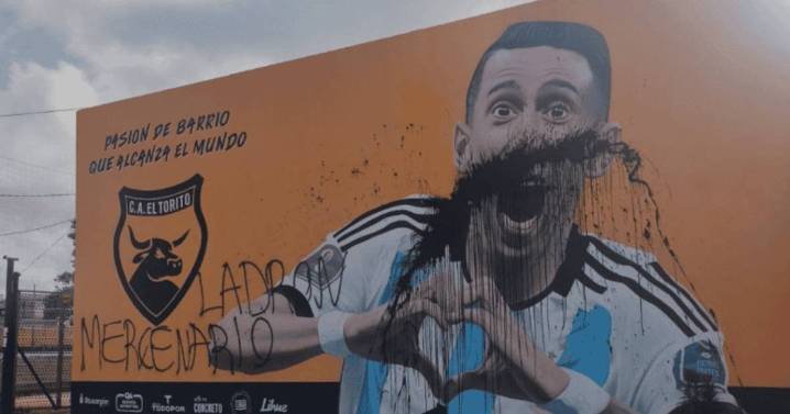 Vandalizaron un mural de Ángel Di María
