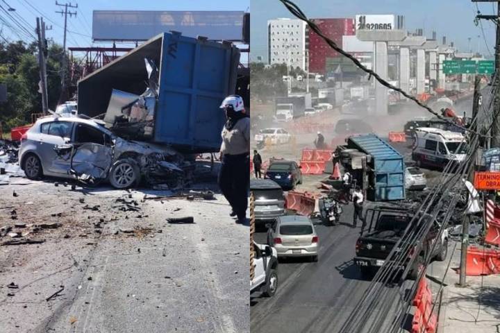 Accidente vial en avenida Miguel Alemán deja un herido y caos vehicular en Apodaca