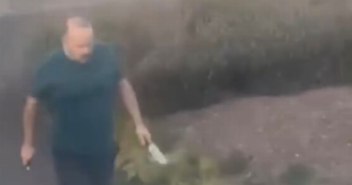 Footage captures blade-swinging sex offender chasing protestors in street