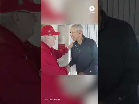 Former President Barack Obama surprises veterans arriving on Honor Flight to Washington, D.C.