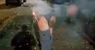 Moment man burns his bum after trying to launch firework from his cheeks