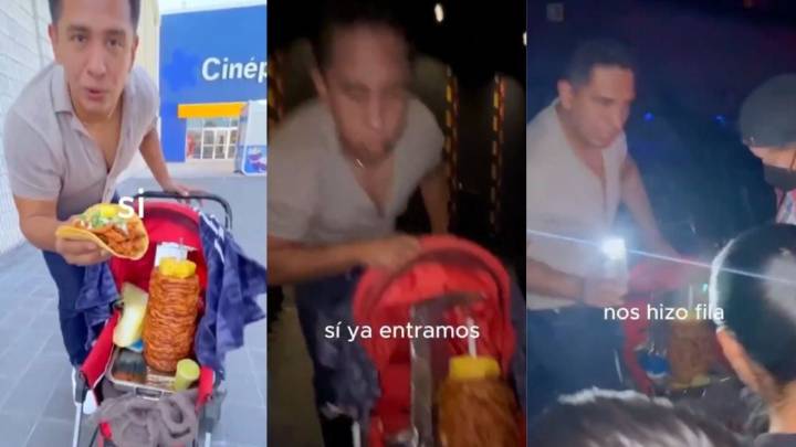 Joven se vuelve viral por meter un trompo de carne al pastor al cine; Cinépolis les responde