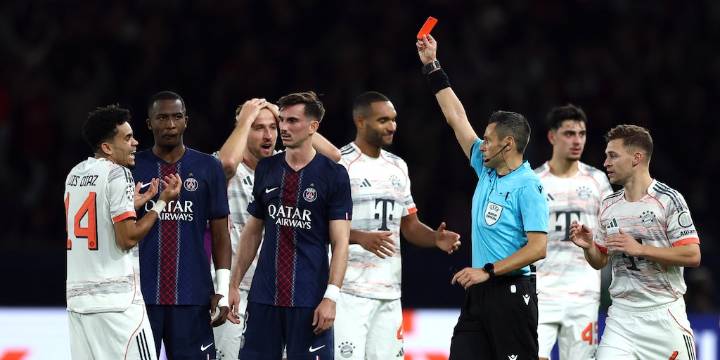 Estos son los partidos de Champions que se perderá Luis Díaz por su expulsión tras la dura entrada a Achraf Hakimi en el PSG vs. Bayern Múnich