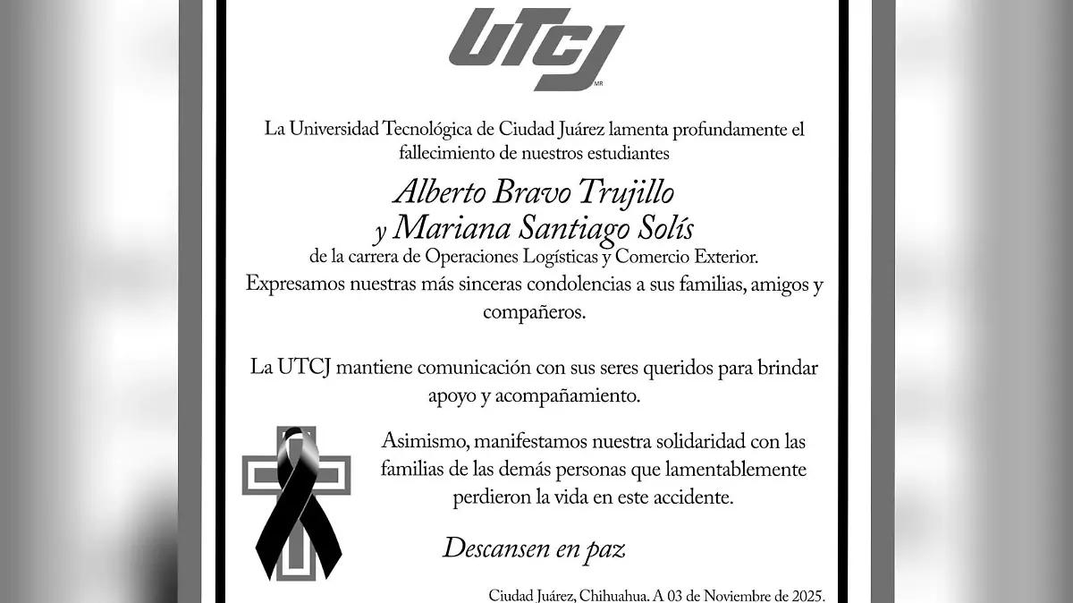 Eran estudiantes de la UTCJ jóvenes que murieron en choque sobre la avenida Tecnológico