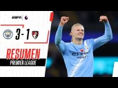 Manchester City vs. Bournemouth (3-1): resumen y goles del partido por Premier League 