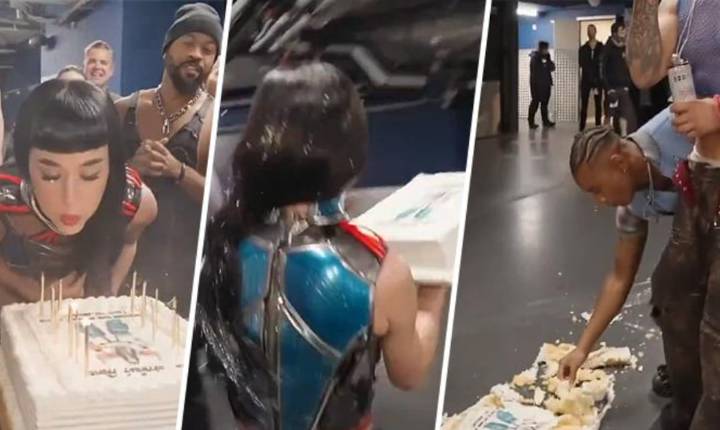 Katy Perry recibe críticas por destrozar su bizcocho de cumpleaños: Sus bailarines comieron trozos del suelo