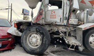 Idaho Falls intersection closed due to multi-vehicle crash involving cement mixer truck