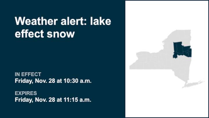 NY weather: Prepare for lake effect snow in part of New York Friday midday