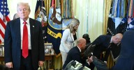 Trump Freezes as Man Collapses Right Behind Him in Oval Office