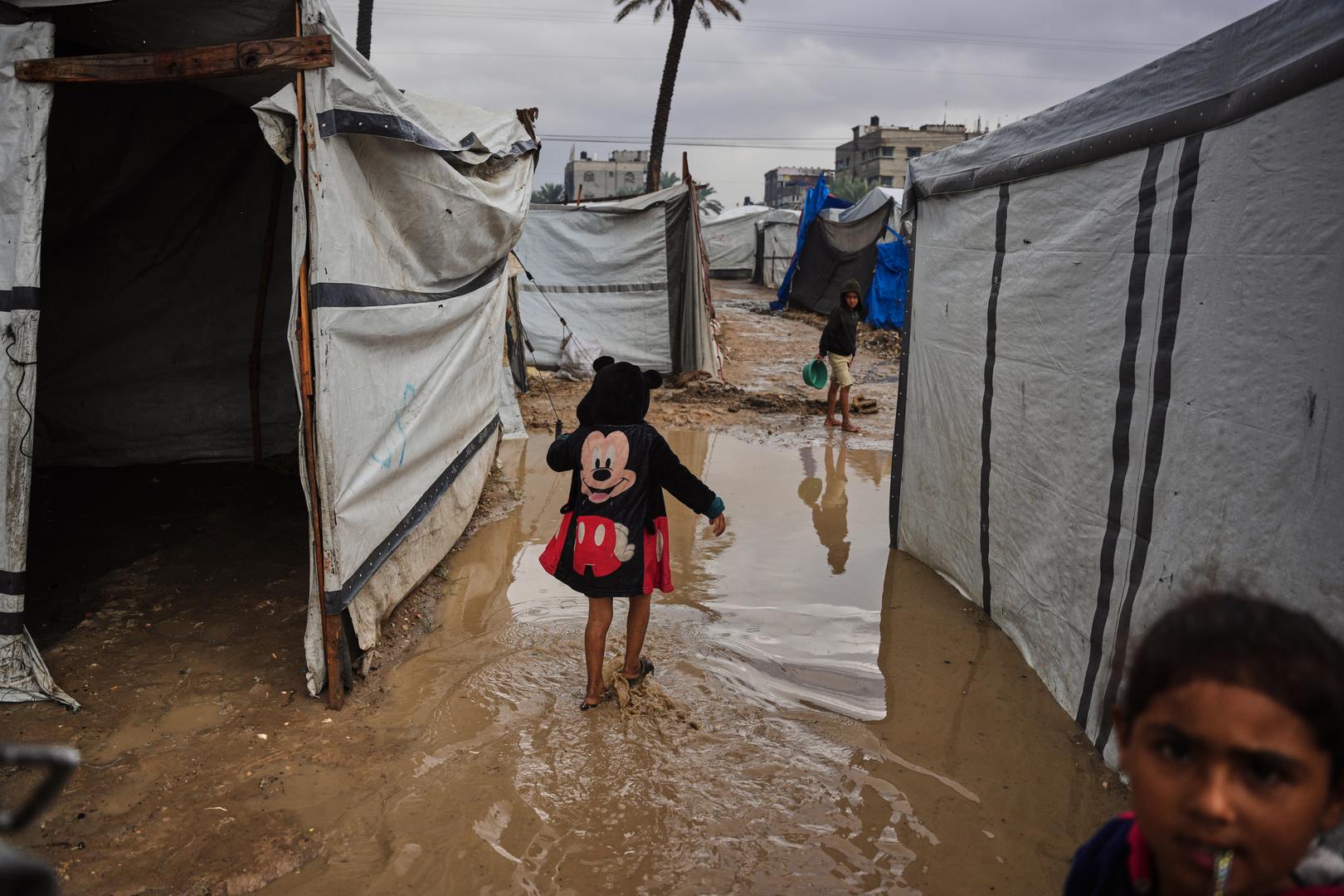 Tents destroyed as heavy rains cause flooding in Gaza