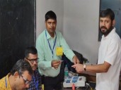 Congress' Kanhaiya Kumar casts his vote in Begusarai