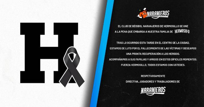 Naranjeros de Hermosillo se une al luto por las víctimas del incendio en el centro de la ciudad