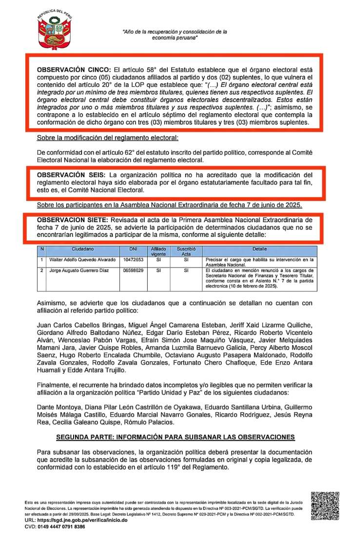 Presentarían tacha por candidatura de R. Chiabra