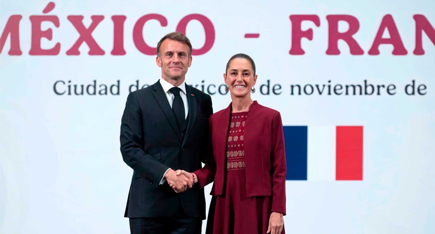 Macron acuerda con Sheinbaum reforzar cooperación política y económica en su visita México