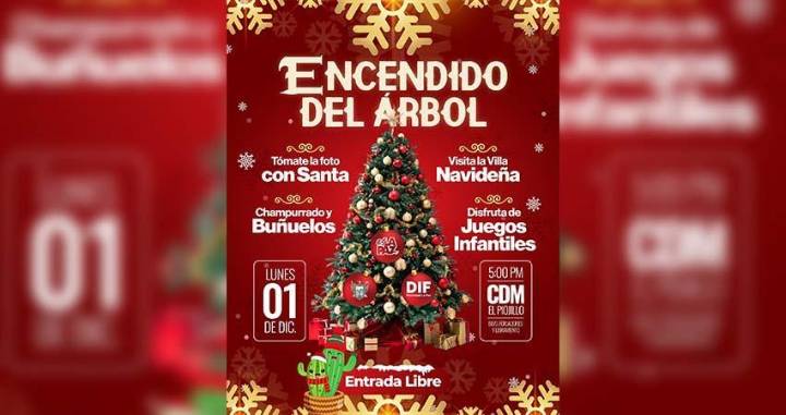 Invita Ayuntamiento de La Paz al tradicional encendido del árbol navideño