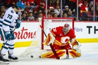 Deadspin | Flames' Dustin Wolf needs just 16 saves to shut out Sharks
