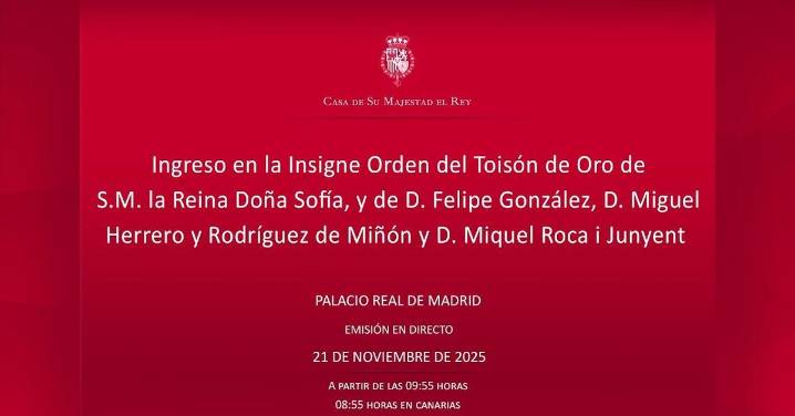 Acto de ingreso en la Insigne Orden del Toisón de Oro, en directo