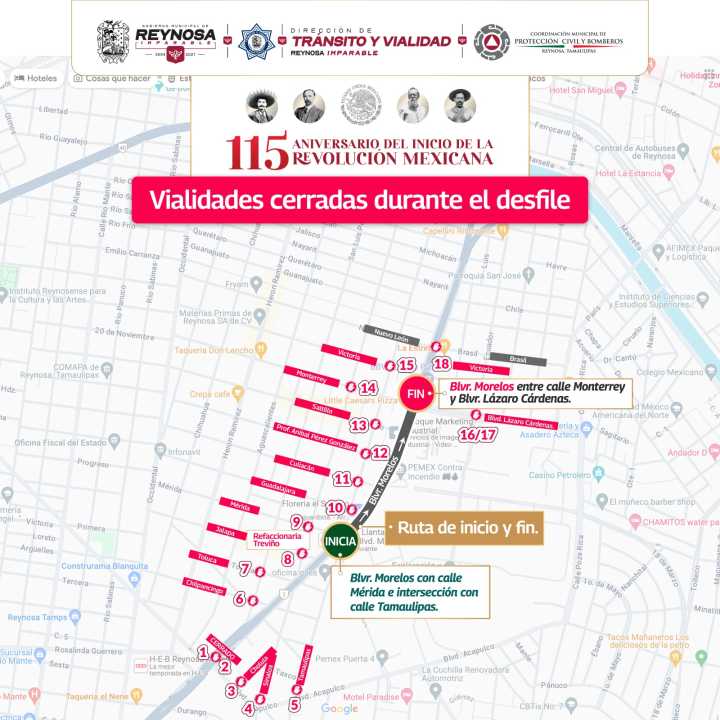 Conoce las calles cerradas por el Desfile Conmemorativo de la Revolución Mexicana