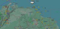 Mapa en vivo muestra espacio aéreo de Venezuela desocupado de vuelos comerciales