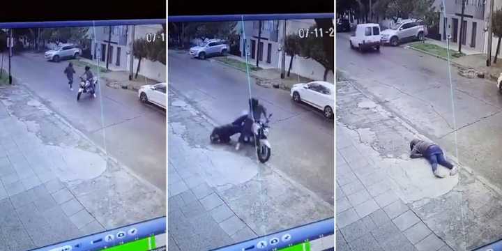Video: un policía mató a uno de los motochorros que lo atacaron para robarle en Morón