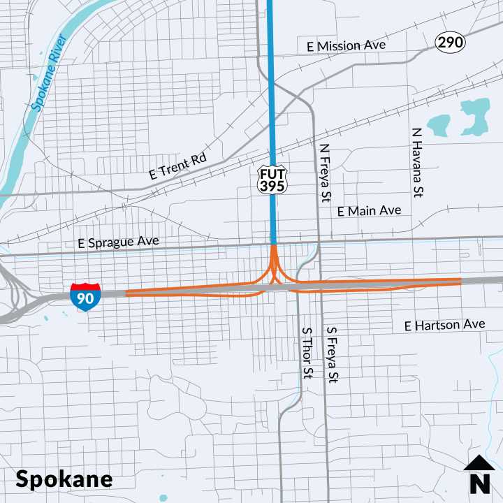 Nighttime closures on I-90 planned November 9-12 for North Spokane Corridor inspections