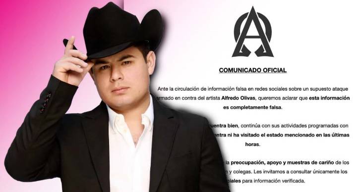 Autoridades desmienten ataque al cantante Alfredo Olivas en Tamaulipas