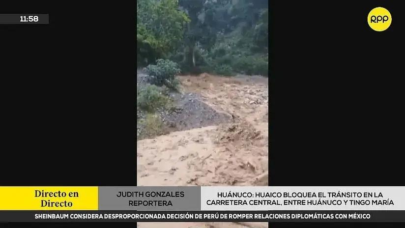 Lluvias en Huánuco: huaico bloqueó tramo de la Carretera Central camino a Tingo María