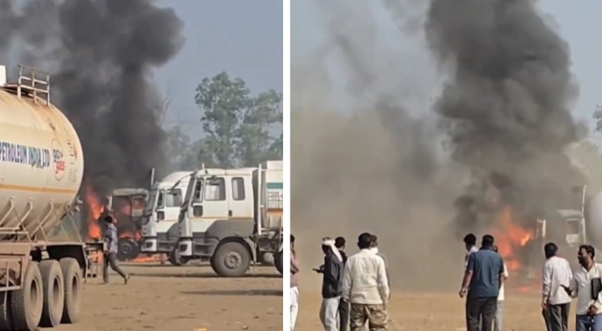 MP News: Fire Breaks Out In Parked Gas Tanker In Guna; People Run For Safety-