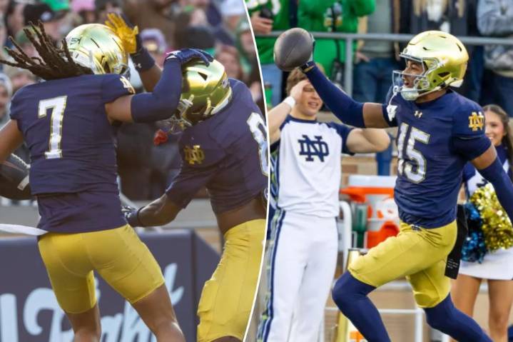 Notre Dame scores three times without offense hitting field