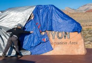 Red Rock Canyon sign outside of Las Vegas gets parking lot