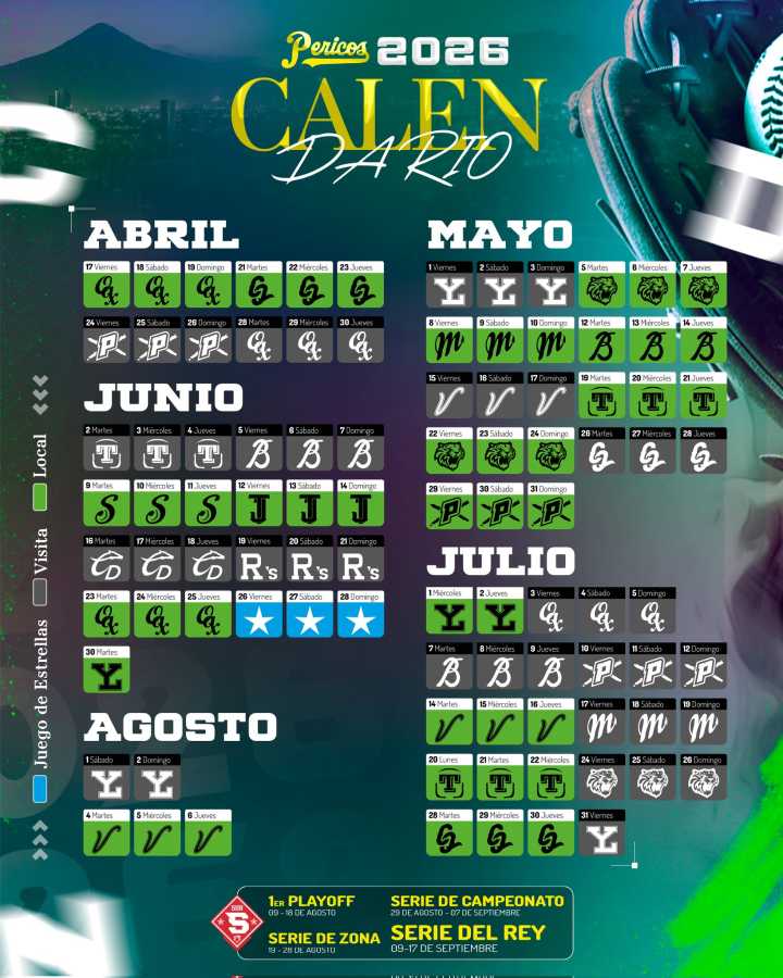 Pericos de Puebla anuncian calendario para la temporada 2026