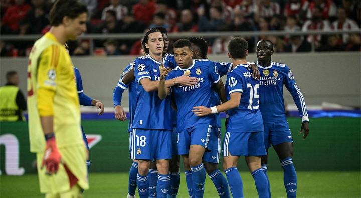 Real Madrid venció con angustia a Olympiacos con un 'póker' de Kylian Mbappé