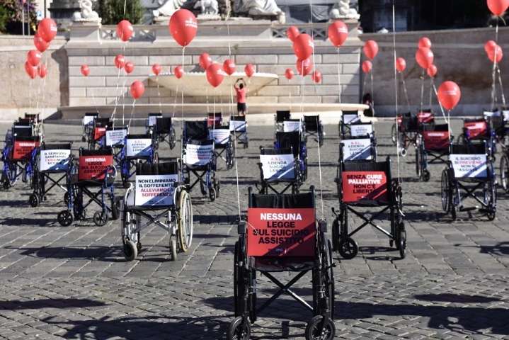 ‘Don’t kill me’: Empty wheelchairs dramatize campaign against assisted suicide in Italy