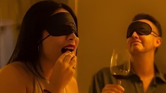 A restaurant where you can't see your food, and that's the point