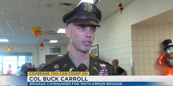 Senior officers serve Thanksgiving meals to soldiers at Fort Benning