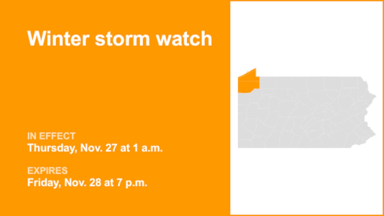 Winter storm watch for Northwest Pa. for Thursday and Friday