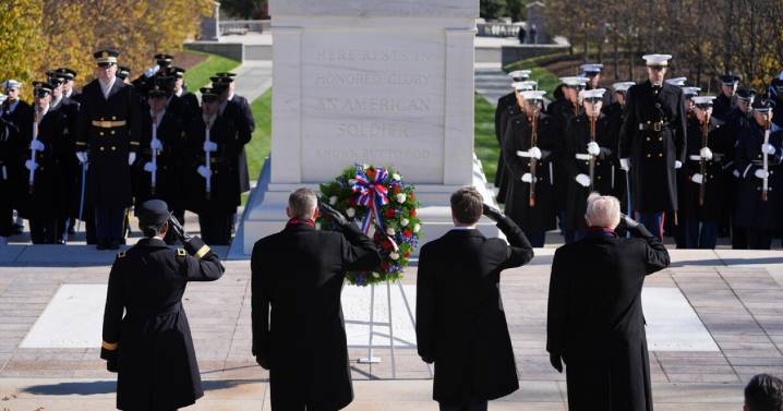 At Arlington National Cemetery, Trump thanks veterans in wreath