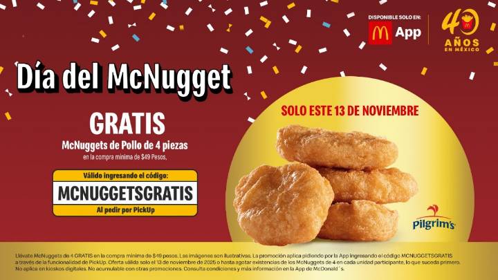 ¡Celebra al doble con la app de McDonald's! McNuggets gratis y descuentos exclusivos por el Buen Fin