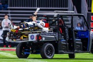 Utah State’s Titan Saxton appears to have avoided serious injury