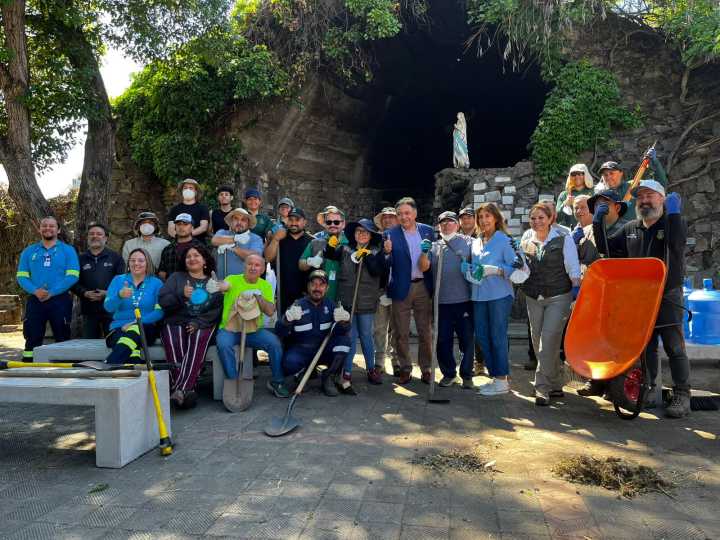 DIGAM recuperó gruta de la Iglesia San Francisco de Curicó