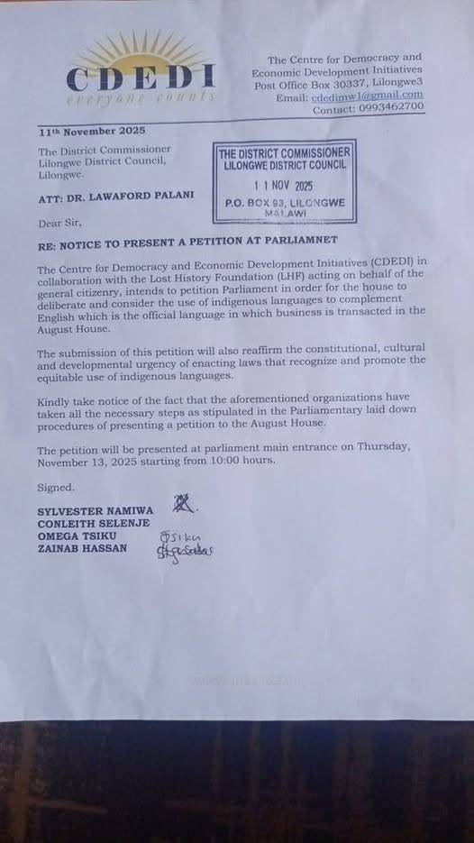 CDEDI, Lost History Foundation to Petition Parliament on Use of Local Languages