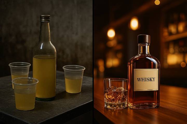 Liquor Store Employees Caught Refilling Expensive Brands With Cheap Alcohol In Delhi's Narela